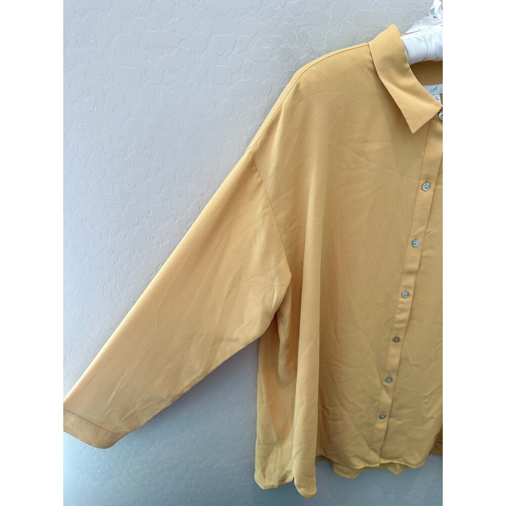 J.JILL | Mustard Yellow Button Down Long Sleeve Blouse Top Classic Career | XL - Picture 3 of 7